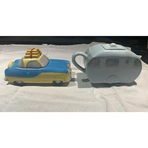 Vintage MCM Fitz & Floyd OCI American Roadside Camper & Car Creamer & Sugar Bowl